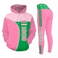thumbnail image 1 of Pink Green AKA 1908 Custom name Hoodie and Leggings Set. Send a message for Personalized Name, 1 of 4