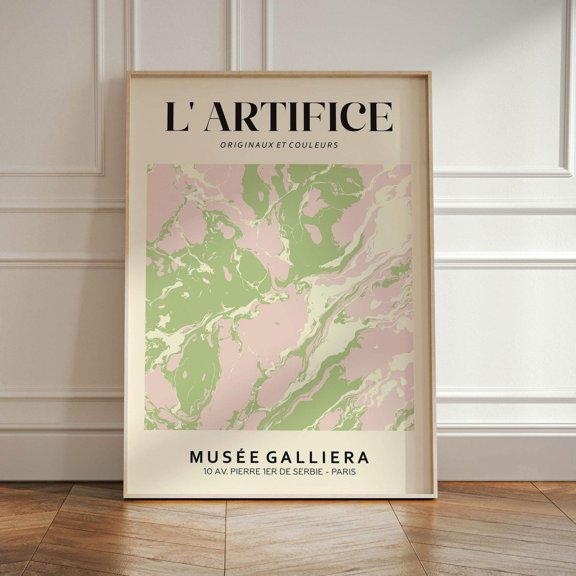 Pink Green Abstract Wall Art, Minimalist Wall Art, Exhibition Gallery Art Objects For Living Room Wall Decor, Unique Abstract Poster Print Wall Art, Modern Wall Decor, 8x12 UNFRAMED