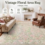 Pimk Rug Pink Green Beige Floral 9x12 Area Rug for Living Room Bedroom - Walmart.com