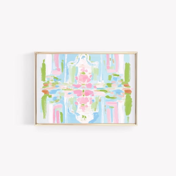 Pink Green Blue Abstract Wall Art Print, Unframed Paper Poster 8x10in