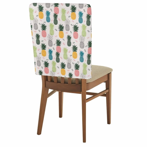 Pink Green Blue Pineapple Chair Covers Set of 6 Colorful Tropical Fruit Leaf Chair Back Covers Stretch Removable Washable Slipcovers Protector for Dining Room Kitchen Party Decor