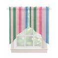 thumbnail image 1 of Pink Green Blue Stripe Swag Valances for Windows, Farmhouse Stripes Contemporary Rod Pocket Sheer Valances for Small Windows, Swag Toppers Light Filtering for Kitchen Living Room 2 Panels 28''x36'', 1 of 6