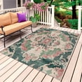 thumbnail image 1 of Pink Green Boho Outdoor Rug 4x6 Ft, Non Slip Washable Area Rug, Abstract Medieval Vintage Ethnic Floral Patio Rugs Carpet Runner, Large Floor Mat for Indoor/Outdoor Deck Porch Camping, 1 of 8