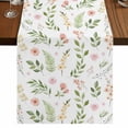 thumbnail image 1 of Pink Green Botanical 90 Inch Table Runner, Spring Watercolor Floral Leaf Plant Farmhouse Dresser Scarf Cotton & Linen Tablerunner for Dining/Kitchen Island/Holiday Party Décor 13" x 90", 1 of 9
