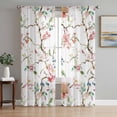 thumbnail image 1 of Pink Green Botanical Sheer Curtains 84 Inch Length 2 Panels Set, Summer Watercolor Branch Flower Voile Window Treatment Rod Pocket Curtains Sheers Drapes for Bedroom/Living Room/Kitchen 52"x84"x2, 1 of 7