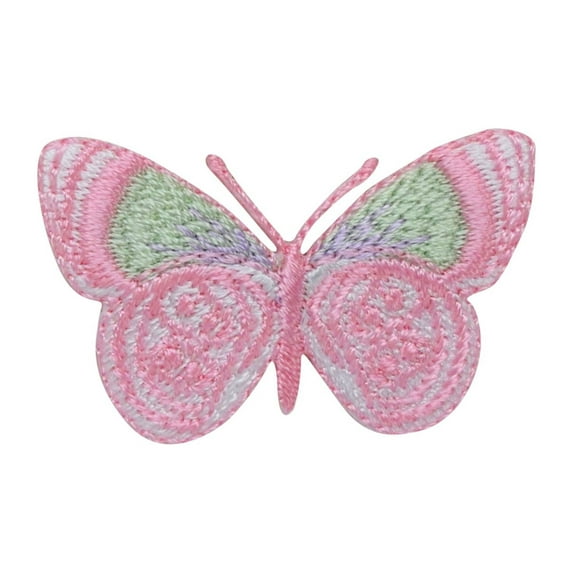Pink/Green Butterfly - Iron on Applique/Embroidered Patch