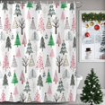 thumbnail image 1 of Pink Green Christmas Tree Shower Curtains for Bathroom, Waterproof Fabric Bath Curtains Decor, Bath Tub Curtain Winter Xmas Pine Trees Holiday Decorative Shower Curtain Sets with 12 Hooks, 72x72 Inch, 1 of 8