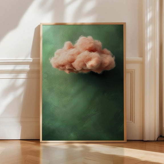 Pink Green Cloud Print, Abstract Wall Art, Minimalist Wall Art, Maximalist Wall Art, Sage Green Wall Art, Above Bed Decor, Trendy Wall Art UNFRAMED PAPER POSTER, Home Decor, Vintage Gift