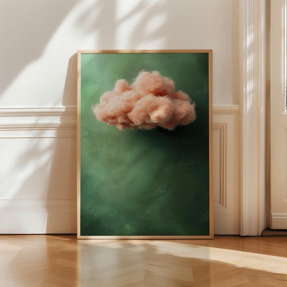 Pink Green Cloud Print Poster, Abstract Wall Art, Minimalist Wall Art, Maximalist Wall Art, Sage Green Wall Art, Above Bed Decor, Trendy Wall Art, Size 12x18 UNFFRAMED F03.1.6l859