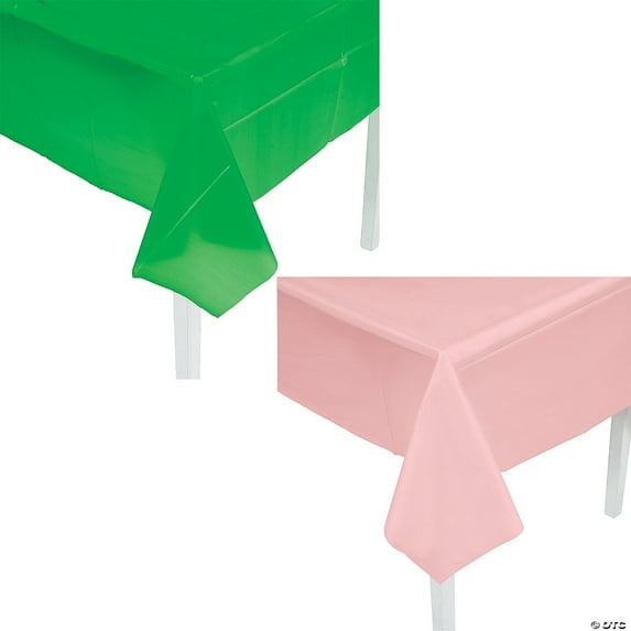 Pink & Green Disposable Plastic Tablecloth Set - 4 Pieces