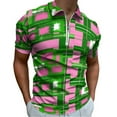 thumbnail image 1 of Pink & Green Fashions & Products! Men Zipper T-shirt Summer Casual Short Sleeve T-shirt Top, 1 of 7