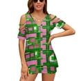 thumbnail image 1 of Pink & Green Fashions & Products! Womens Summer V Neck Zipper Top Short Sleeve T Shirt Off Shoulder Top Casual Classy Loose Shirts, 1 of 7