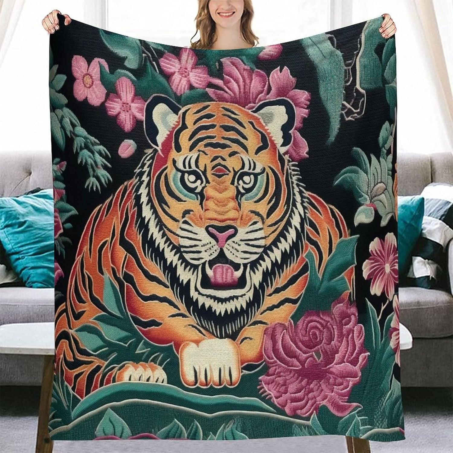 Pink tiger throw blanket hotsell
