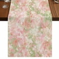 thumbnail image 1 of Pink Green Flower 48 Inch Table Runner, Watercolor Summer Botanical Farmhouse Dresser Scarf Cotton & Linen Tablerunner for Dining/Kitchen Island/Holiday Party Décor 13" x 48", 1 of 9