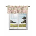 thumbnail image 1 of Pink Green Flower Curtain Valance for Windows/Living Room/Kitchen/Bathroom/Café, Short Rod Pocket Tier Curtain Window Treatment Panel Watercolor Summer Botanical Topper Curtain 42''x18'', 1 of 6