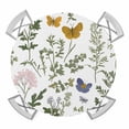 thumbnail image 1 of Pink Green Flower Elastic Fitted Round Table Cover Plant Butterfly Waterproof Outdoor Tablecloth for Holiday Party, Picnic, Patio & Dining Fits Tables Up to 36"-44", 1 of 8