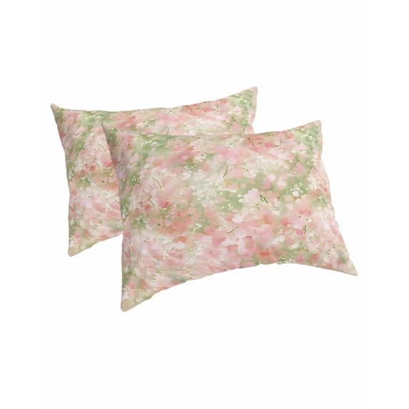 Pink Green Flower Pillow Covers King Size 2 Pack, Watercolor Summer Botanical Soft Bed Throw Pillowcases Breathable Cooling Long Lumbar Body Pillow Sham Cover for Bed Sofa 20''x36''