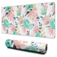 thumbnail image 1 of Pink Green Flowers Mousepad Gaming Pad Mouse Waterproof No Slip for Office Home Work Gaming Table Tables Mousemat Rubber Base Mousepad with Stitched Edges 35.4x15.7inches, 1 of 7