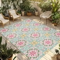 thumbnail image 1 of Pink Green Flowers Outdoor Rug for Patio/Deck/Porch, Non-Slip Large Area Rug 5 x 8 Ft, Country Botanical Abstract Floral Patterned Indoor Outdoor Rugs Washable Area Rugs, Camping Rug Carpet Runner, 1 of 8