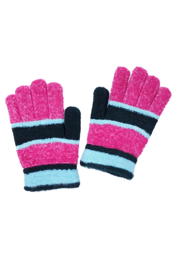 Pink Green Light Blue Knitted Winter Warm Stretch Gloves One Size