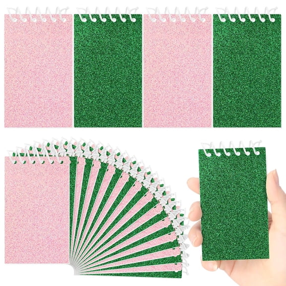Pink Green Mini Notepads Wizard Party Glitter Notebooks 24 Pack