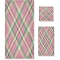 thumbnail image 1 of Pink Green Plaid Bath Towel Set of 3, Highly Absorbent & Soft Bathroom Towels Set Quick Dry Towels Set for Bathroom Spa Beach (1 Bath Towels, 1 Hand Towel, 1 Washcloth), 1 of 7