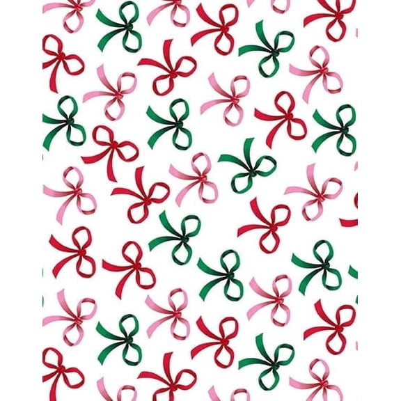 Pink, Green & Red Bow Pattern Edible Image Photo Cake Topper For Half Sheet Cake