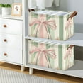 thumbnail image 1 of Pink Green Ribbons Stripe Foldable Storage Large Fabric Storage Baskets Organizer Storage Bins with Handles for Shelves, 1 of 8