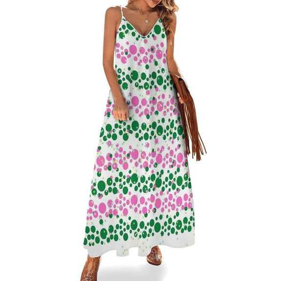 Pink Green Sleeveless Dress Women's Evening Dress Womans Clothing