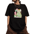 thumbnail image 1 of Pink Green Snowman Christmas Print Tshirt popular InS-style pattern round neck is trendy Black Graphic Tees Shirts S-5XL Festive Women Classic Tops, 1 of 5