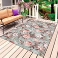 thumbnail image 1 of Pink Green Spring Floral Outdoor Rug 5x8 Ft, Non Slip Washable Area Rug, Vintage Botanical Summer Patio Rugs Carpet Runner, Large Floor Mat for Indoor/Outdoor Deck Porch Camping, 1 of 8