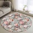thumbnail image 1 of Pink Green Spring Floral Round Rug 4ft Washable Circle Entryway Rugs Non Slip Vintage Botanical Summer Area Rug Indoor Floor Carpet for Bedroom Kitchen Living Room Home Office Dining Room Nursery, 1 of 8