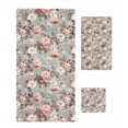 thumbnail image 1 of Pink Green Spring Floral Towel Set of 3, Soft Microfiber Bath Towels, Hand Towel, Washcloths, Vintage Botanical Summer Quick-Dry Absorbent Towels for Bathroom Kitchen Hotel Beach Gym Spa, 1 of 7