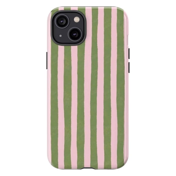 Pink Green Striped Phone Case, Summer Aesthetic for iPhone 17 16 15 14 13 12 11 Pro Plus Mini