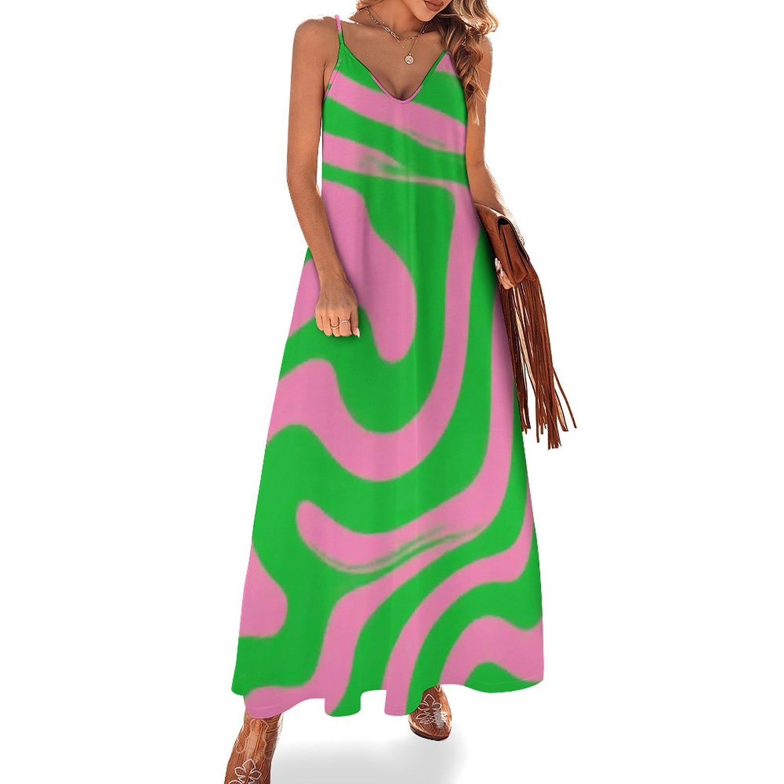 green swirl dress Pink Abstract Design Sleeveless Dresses Women Summer Women's Summer Clothing homecoming dresses burgundy