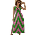 thumbnail image 1 of Pink Green Zig Zag Pattern Sleeveless Dress Dresses Women Summer Evening Dresses Ladies Bohemia Long Dresses, 1 of 9