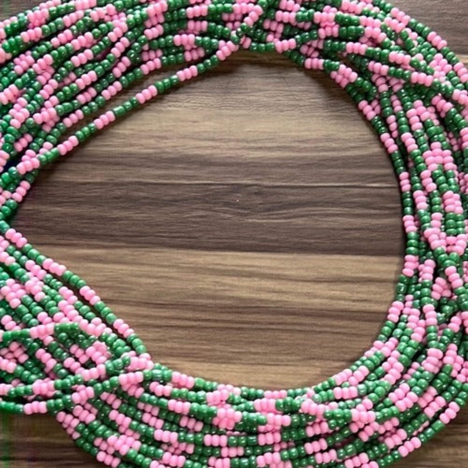 Pink Green waist beads - AKA sorority inspired body jewelry