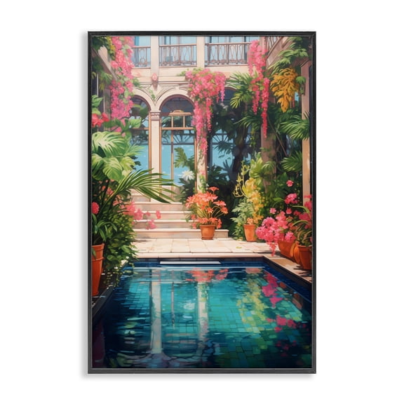 Stupell Industries Pink Greenhouse Pool Reflection Black Framed Giclee Art, design by LSR Design Studio, 18 x 12