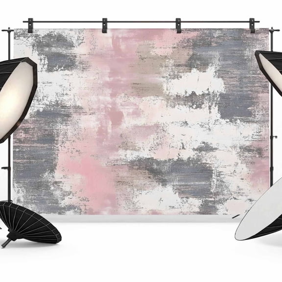 Pink Grey Abstract Backdrop for Photography, Fabric Photo Background Backdrop, Modern Minimalist Smear Art Photo Booth Background for Portrait Photoshoot Video Wedding Studio Decoration Banner 7x5ft