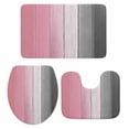 thumbnail image 1 of Pink Grey Bathroom Rugs Set Gradient Wood Grain Farmhouse Retro Striped Non Slip Absorbent Soft Bath Mats 3 Piece Set with Bathroom Rug, U-Shaped Floor Mat, Toilet Seat Cover Small Size, 1 of 9