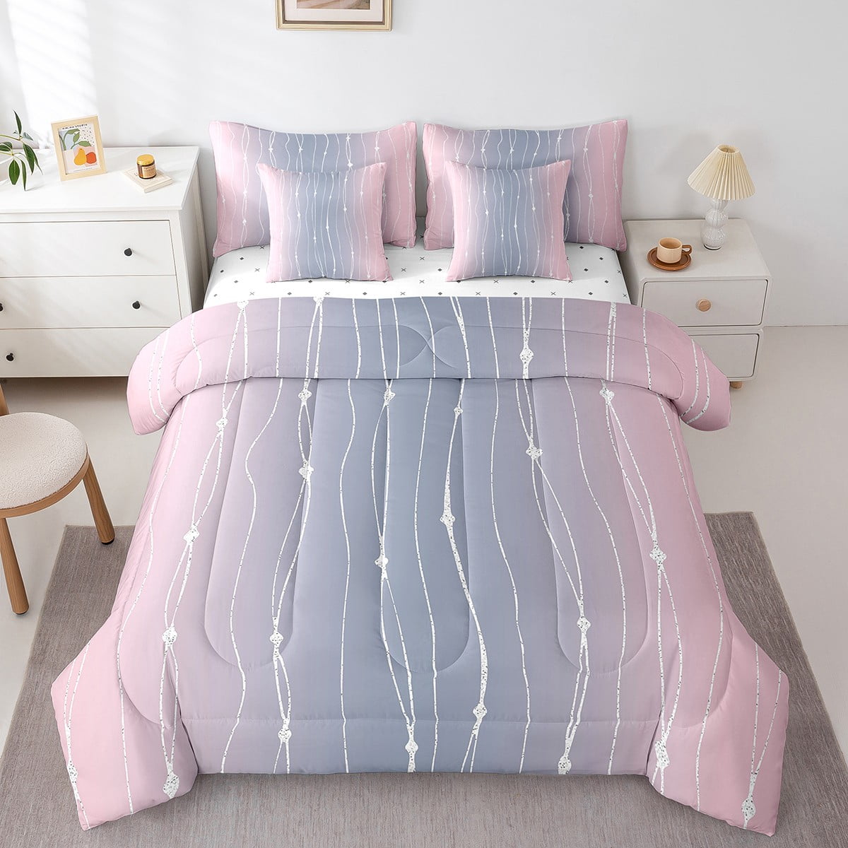 Juicy couture ombre 6piece graypink reversible microfiber twin