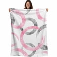 thumbnail image 1 of Pink Grey Blanket Soft Cozy Warm Throw Blanket for Couch, Plush Fuzzy Flannel Fleece Blankets for Sofa, Geometric Circle Modern Abstract Simple Art Bed Blankets Lightweight Gifts for Women, 50"x60", 1 of 9