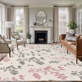 thumbnail image 1 of Pink Grey Botanical Area Rugs 5'x7', Small Throw Rugs for Laundry Room Playroom, Rustic Country Spring Floral Summer Leaf Indoor Outdoor Rug Non-Slip Low Pile Carpet Runner Reversible Floor Mats, 1 of 8