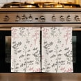 thumbnail image 1 of Pink Grey Botanical Kitchen Towels Set of 1, Rustic Country Spring Floral Summer Leaf Absorbent Dish Towels for Kitchen, Microfiber Hand Towel, Quick Drying Tea Towel Decorative Dishcloths, 1 of 7