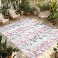 thumbnail image 1 of Pink Grey Botanical Outdoor Rug for Patio/Deck/Porch, Non-Slip Large Area Rug 5 x 7 Ft, Spring Floral Summer Farmhouse Indoor Outdoor Rugs Washable Area Rugs, Reversible Camping Rug Carpet Runner, 1 of 8
