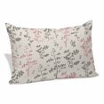 thumbnail image 1 of Pink Grey Botanical Pillow Covers, Linen Long Throw Pillow Case, Rustic Country Spring Floral Summer Leaf Holiday Pillow Protector Decorative Cushion Cover for Living Room/Bedroom 12" x 20", 1 of 8