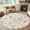 thumbnail image 1 of Pink Grey Botanical Round Area Rug 7Ft Washable Circle Rugs for Dorm Laundry Room, Rustic Country Spring Floral Summer Leaf Non-Slip Carpet Floor Mats Indoor Outdoor Carpet Runner Home Decor, 1 of 8