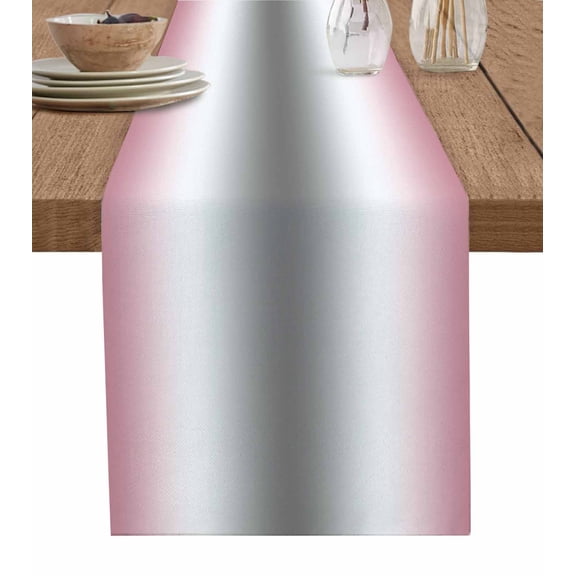 Pink Grey Burlap Cotton Table Runner 13x70 Inches Long, Gray Farmhouse Modern Rustic Farmhouse Table Runners, Outdoor Dining Tablecloths Decor for Baby Shower/Party/Wedding