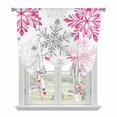 thumbnail image 1 of Pink Grey Christmas Snowflakes Balloon Curtains for Living Room/French Door, Winter Xmas Textured Tie Up Curtains 63 Inch Length Energy Saving Kitchen Curtains Shades for Windows 42"x63", 1 of 8