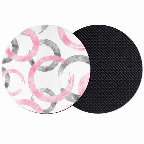 Pink Grey Coasters Set of 2, Absorbent Coasters for Drinks, Geometric Circle Modern Abstract Simple Art Coaster for Desk Coffee Table Protection, Home Decor House Warming Gifts 4"